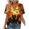 Zeagoo Womens Tops Short Sleeve V Neck Tee Shirts Cute Dressy Casual(Halloween Orange Cat Ws88)