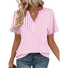 Zeagoo Womens Tops Short Sleeve V Neck Tee Shirts Cute Dressy Casual(Pink and White Stripes Tz300)