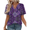 Zeagoo Womens Tops Short Sleeve V Neck Tee Shirts Cute Dressy Casual(Purple Boho Mz907)