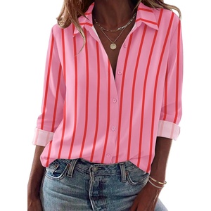Zeagoo Blouses for Women Dressy Casual Long Sleeve Button Down Shirts Tops(Pink Stripes2)
