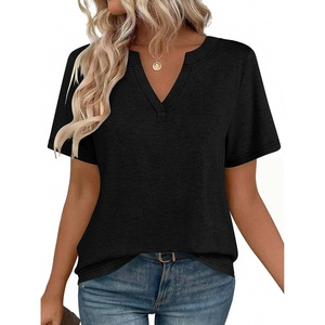 Zeagoo Womens Tops Short Sleeve V Neck Tee Shirts Cute Dressy Casual(B-black)