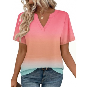 Zeagoo Womens Tops Short Sleeve V Neck Tee Shirts Cute Dressy Casual(Pink Jb218)