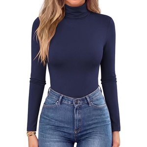 Zeagoo Women’s Turtleneck Long Sleeve Tops Lightweight Base Layer T-Shirts(Dark Blue)