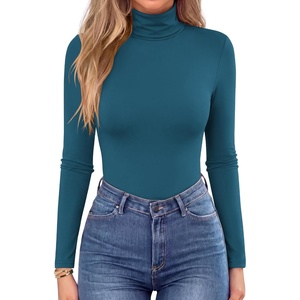 Zeagoo Women’s Turtleneck Long Sleeve Tops Lightweight Base Layer T-Shirts(Peacock Blue)