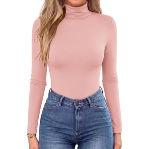 Zeagoo Women’s Turtleneck Long Sleeve Tops Lightweight Base Layer T-Shirts(Pink)