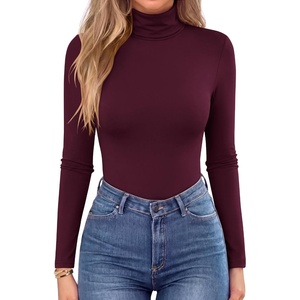 Zeagoo Women’s Turtleneck Long Sleeve Tops Lightweight Base Layer T-Shirts(Wine Red)