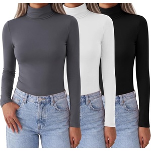 Zeagoo Women’s Turtleneck Long Sleeve Tops Lightweight Base Layer T-Shirts(Z-black/White/Dark Dray)