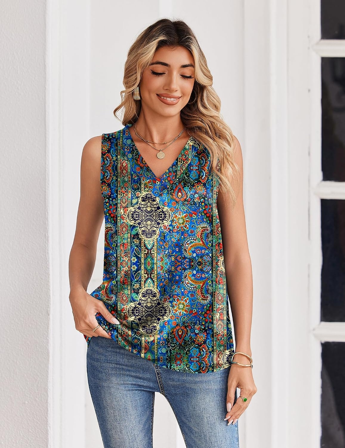 image:imageZeagoo Womens Silk Satin Tank Tops V Neck Camisoles Sleeveless BlousesPmz779