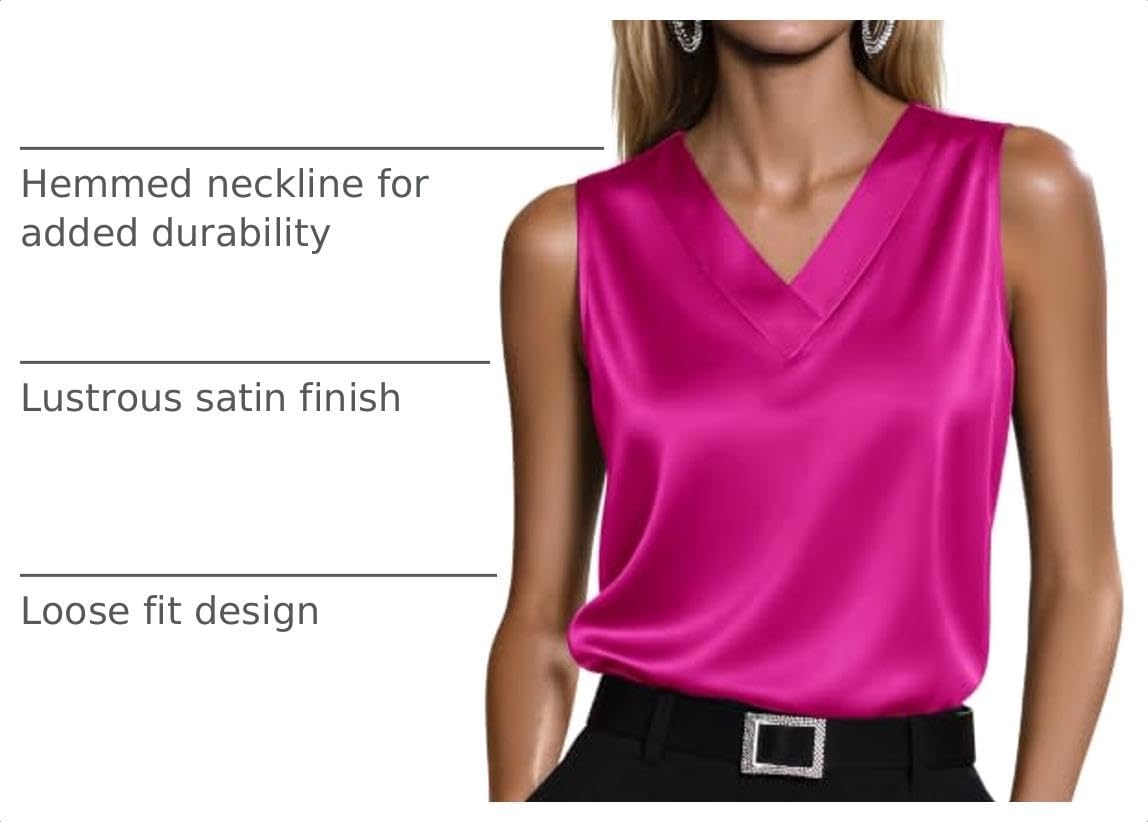 image:imageZeagoo Womens Silk Satin Tank Tops V Neck Camisoles Sleeveless BlousesRose
