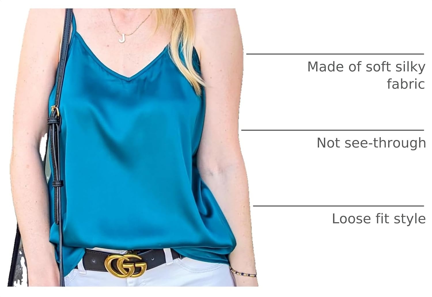 image:imageZeagoo Womens Silk Satin Tank Tops V Neck Sleeveless Camisole Basic BlouseBlue Green