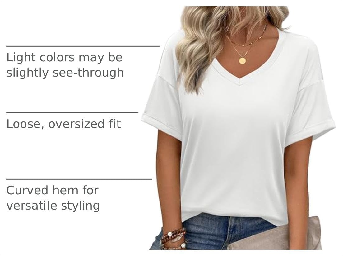 image:imageZeagoo Womens Summer Tops Short Sleeve Work Casual Shirts Trendy V Neck TeeAwhite