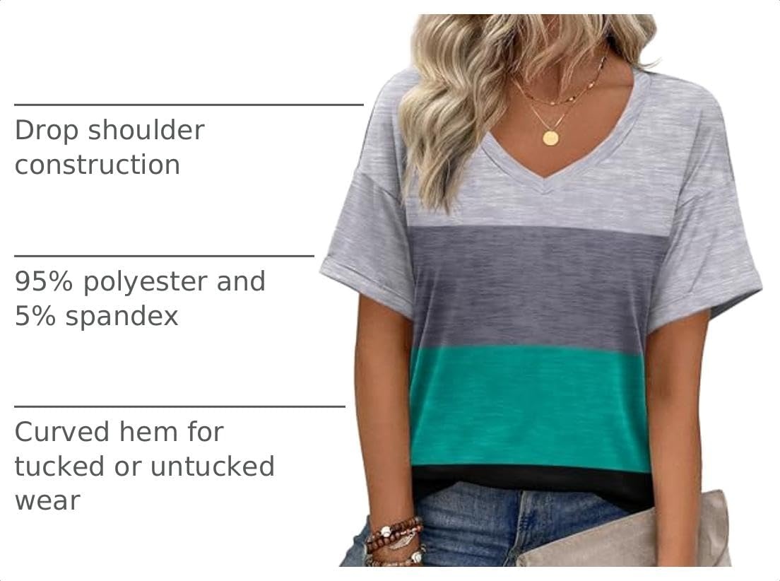 image:imageZeagoo Womens Summer Tops Short Sleeve Work Casual Shirts Trendy V Neck TeeJh595