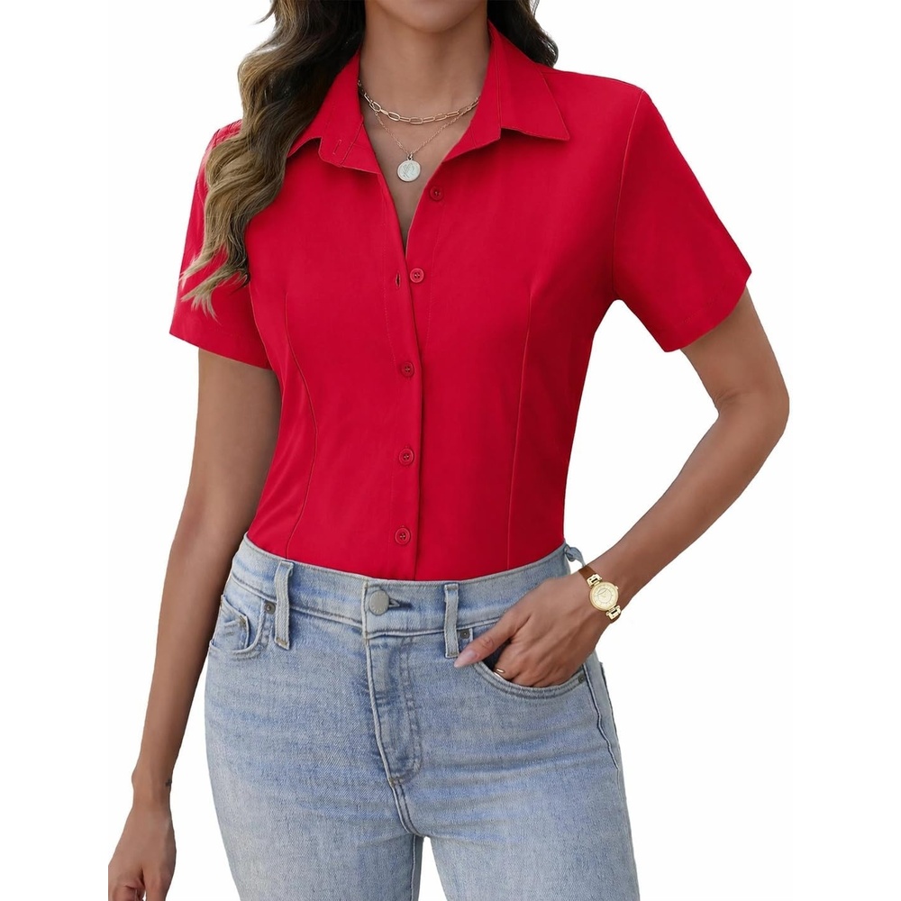 image:imageZeagoo Womens Button Down Shirts Short Sleeve Dress Shirts Business TopsBred