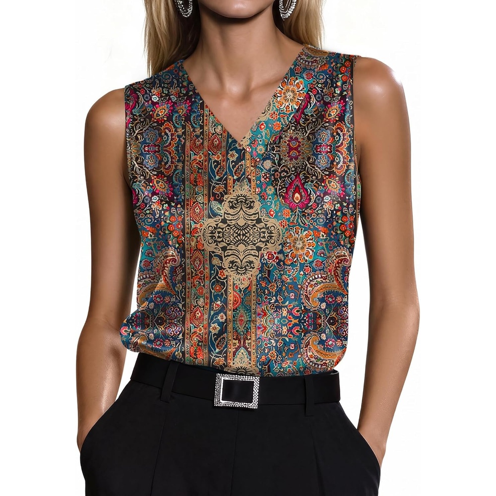 image:imageZeagoo Womens Silk Satin Tank Tops V Neck Camisoles Sleeveless BlousesPmz721