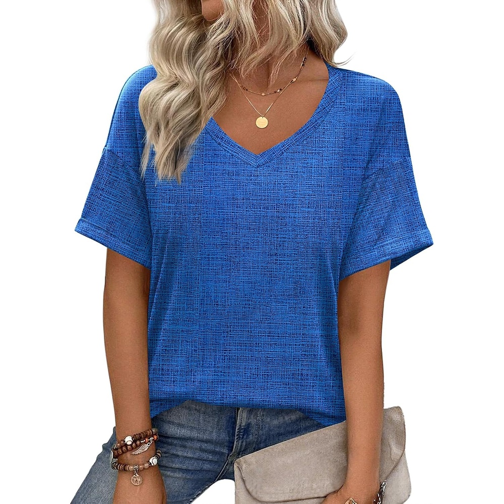 image:imageZeagoo Womens Summer Tops Short Sleeve Work Casual Shirts Trendy V Neck TeeCx319