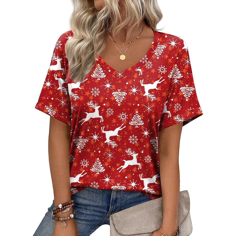 image:imageZeagoo Womens Summer Tops Short Sleeve Work Casual Shirts Trendy V Neck TeeSd144