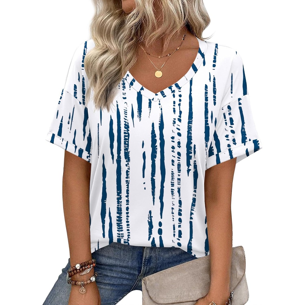 image:imageZeagoo Womens Summer Tops Short Sleeve Work Casual Shirts Trendy V Neck TeeZr229