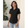 Zeagoo Women’s Button Down Shirts Short Sleeve Dress Shirts Business Tops(Black)