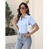 Zeagoo Women’s Button Down Shirts Short Sleeve Dress Shirts Business Tops(Blue)