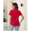 Zeagoo Women’s Button Down Shirts Short Sleeve Dress Shirts Business Tops(B-red)