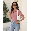 Zeagoo Women’s Button Down Shirts Short Sleeve Dress Shirts Business Tops(Dark Pink)