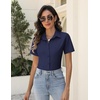 Zeagoo Women’s Button Down Shirts Short Sleeve Dress Shirts Business Tops(Navy Blue)