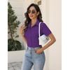 Zeagoo Women’s Button Down Shirts Short Sleeve Dress Shirts Business Tops(Purple)