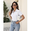 Zeagoo Women’s Button Down Shirts Short Sleeve Dress Shirts Business Tops(White)