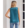 Zeagoo Women’s Silk Satin Tank Tops V Neck Camisoles Sleeveless Blouses(Blue Green)