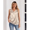 Zeagoo Women’s Silk Satin Tank Tops V Neck Camisoles Sleeveless Blouses(Champagne)