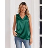 Zeagoo Women’s Silk Satin Tank Tops V Neck Camisoles Sleeveless Blouses(Green)