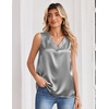 Zeagoo Women’s Silk Satin Tank Tops V Neck Camisoles Sleeveless Blouses(Grey)