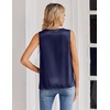 Zeagoo Women’s Silk Satin Tank Tops V Neck Camisoles Sleeveless Blouses(Navy Blue)