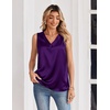Zeagoo Women’s Silk Satin Tank Tops V Neck Camisoles Sleeveless Blouses(Purple)