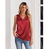 Zeagoo Women’s Silk Satin Tank Tops V Neck Camisoles Sleeveless Blouses(Red)