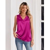 Zeagoo Women’s Silk Satin Tank Tops V Neck Camisoles Sleeveless Blouses(Rose)