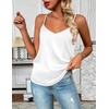 Zeagoo Women’s Silk Satin Tank Tops V Neck Sleeveless Camisole Basic Blouse(2 Pack: Light Gray+white)