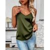 Zeagoo Women’s Silk Satin Tank Tops V Neck Sleeveless Camisole Basic Blouse(Army Green)