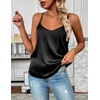 Zeagoo Women’s Silk Satin Tank Tops V Neck Sleeveless Camisole Basic Blouse(Black)