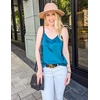 Zeagoo Women’s Silk Satin Tank Tops V Neck Sleeveless Camisole Basic Blouse(Blue Green)