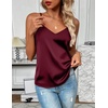 Zeagoo Women’s Silk Satin Tank Tops V Neck Sleeveless Camisole Basic Blouse(Deep Red)