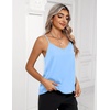 Zeagoo Women’s Silk Satin Tank Tops V Neck Sleeveless Camisole Basic Blouse(Light Blue)