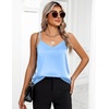 Zeagoo Women’s Silk Satin Tank Tops V Neck Sleeveless Camisole Basic Blouse(Light Blue)