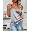 Zeagoo Women’s Silk Satin Tank Tops V Neck Sleeveless Camisole Basic Blouse(Light Gray)