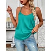 Zeagoo Women’s Silk Satin Tank Tops V Neck Sleeveless Camisole Basic Blouse(Peacock Blue)