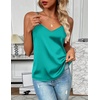 Zeagoo Women’s Silk Satin Tank Tops V Neck Sleeveless Camisole Basic Blouse(Peacock Blue)