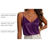Zeagoo Women’s Silk Satin Tank Tops V Neck Sleeveless Camisole Basic Blouse(Purple)