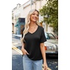 Zeagoo Womens Summer Tops Short Sleeve Work Casual Shirts Trendy V Neck Tee(A-black)
