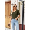 Zeagoo Womens Summer Tops Short Sleeve Work Casual Shirts Trendy V Neck Tee(Army Green)