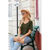Zeagoo Womens Summer Tops Short Sleeve Work Casual Shirts Trendy V Neck Tee(Army Green)